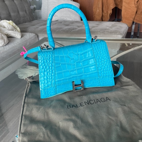 Balenciaga Handbags - XS hourglass balenciaga purse turquoise